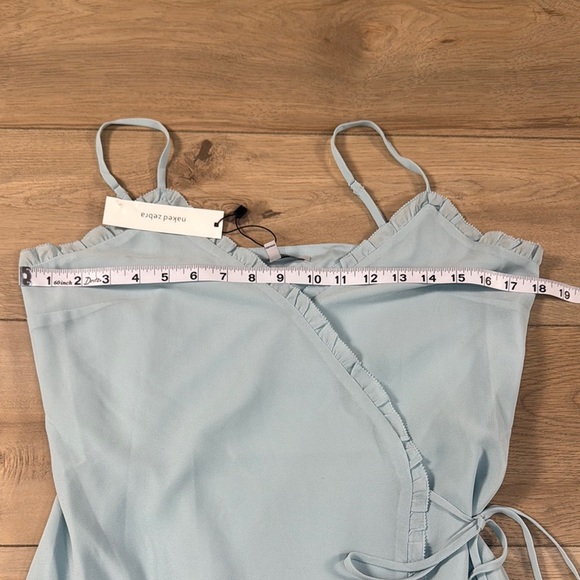 Naked Zebra Light Blue Ruffle Wrap Tank Dress NWT - Picture 9 of 13